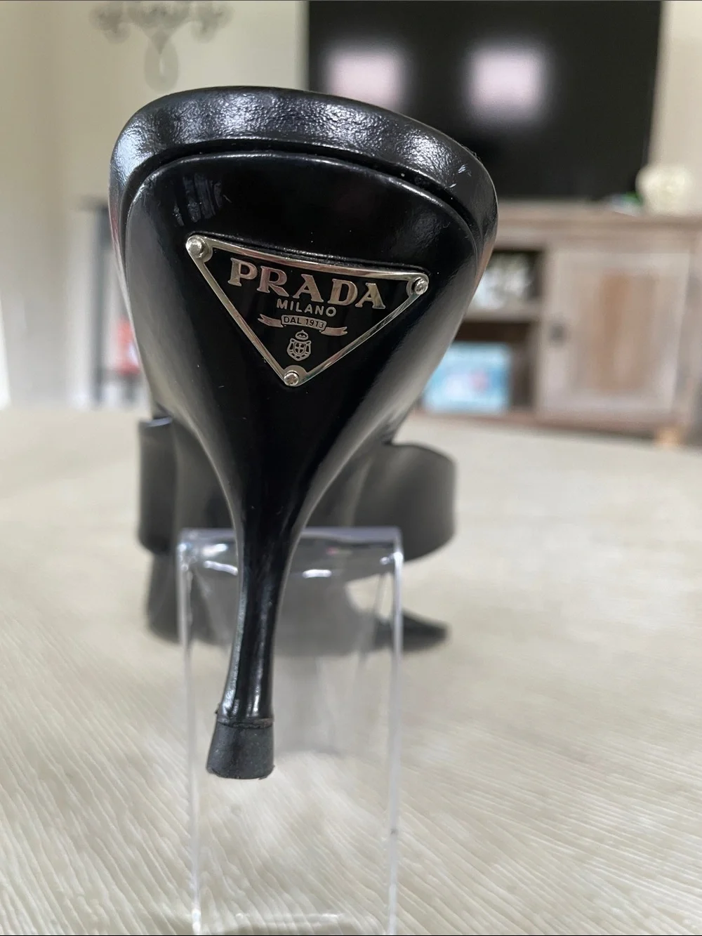 One Left Foot - Prada Black Leather Thong Sandal for Women - Sleek Slip-On
